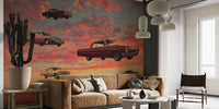 Retro Sky Race Mural by HappyWall