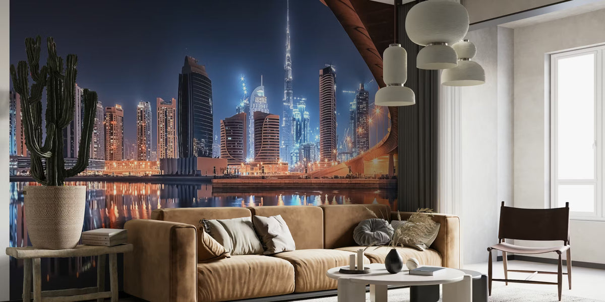Dubai By Night Mural by HappyWall