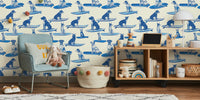 Surfing Engraved Dog Mural by HappyWall