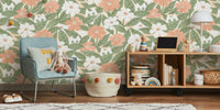 Whimsical Botanical Fun Cat Mural by HappyWall