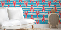 Lobster Stripe Beach House Fun Mural by HappyWall