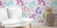 Cute Baby Unicorns on a Pastel Sky Mural by HappyWall