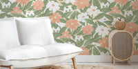 Whimsical Botanical Fun Cat Mural by HappyWall