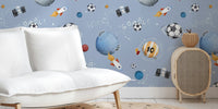 Soccer Space - Blue Mural by HappyWall