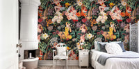 Floral and Pin-Up Girls III - Night Wallpaper Mural by HappyWall