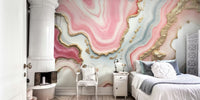 Chic Pink and Gold Glam Marble Stone Mural by HappyWall