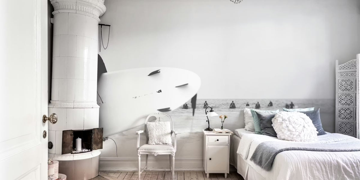 Surfer with Surf Board Mural by HappyWall