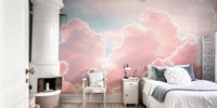 Dreamy Rose Strawberry Cotton Candy Clouds Mural by HappyWall