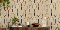 Vintage Tennis Rackets Mural by HappyWall