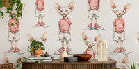 Sphynx Cats in Stripes Mural by HappyWall