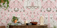 Damask Romantic Cats Mural by HappyWall