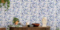 Nordic Chinoiserie Whispers Blue Birds Mural by HappyWall