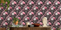 Skulls And Roses Gothic Romance Elegance Pattern Mural by HappyWall