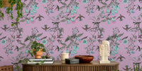 Floral Birds Purple Mural by HappyWall