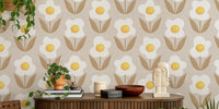 Surrealist Fried Egg Flowers Mural by HappyWall