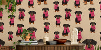 Dachshund Winter Cheer Mural by HappyWall