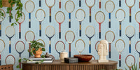 Vintage Tennis Rackets Mural by HappyWall