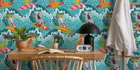 Big Waves Surfer Girls Mural by HappyWall