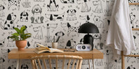 Dogs - Black and White Mural by HappyWall