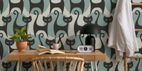 Cats on Dots Mural by HappyWall