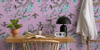 Floral Birds Purple Mural by HappyWall