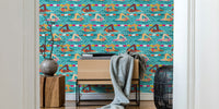 Swimmers Blue Pool Lanes Mural by HappyWall