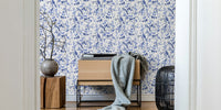 Nordic Chinoiserie Whispers Blue Birds Mural by HappyWall