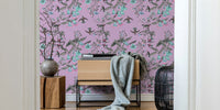 Floral Birds Purple Mural by HappyWall