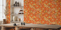 Retro 70s Groovy Floral Mural by HappyWall