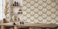 Surrealist Fried Egg Flowers Mural by HappyWall