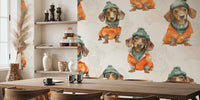 Cozy Dachshund Pals Mural by HappyWall