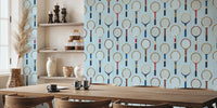 Vintage Tennis Rackets Mural by HappyWall