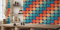 Retro 70s 80s Tennis Rainbow Stripes Mural by HappyWall