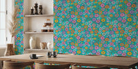 Pick A Posy Retro Boho Flowers Mural by HappyWall