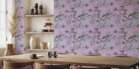 Floral Birds Purple Mural by HappyWall