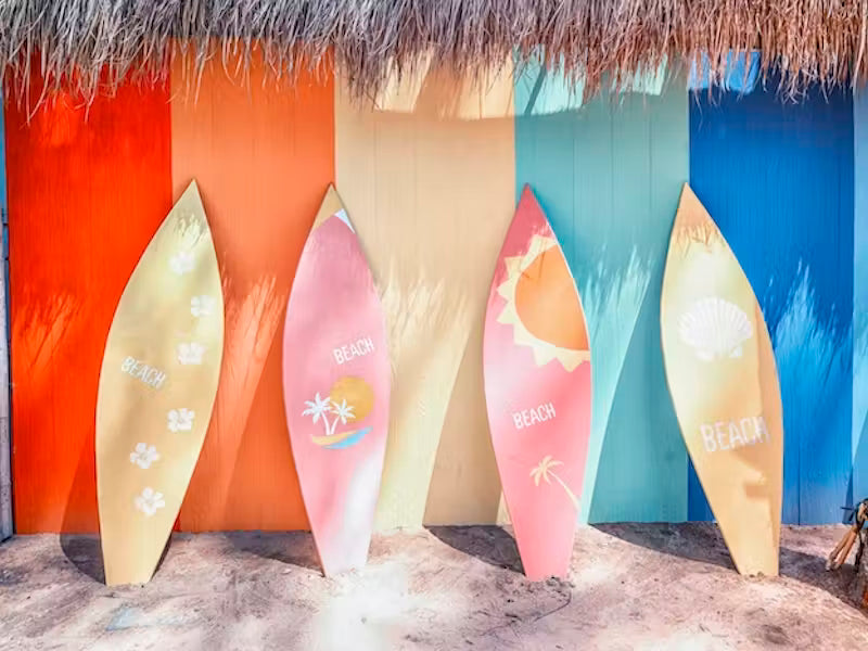 Surfboards On The Beach Mural by HappyWall