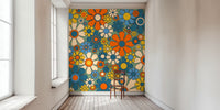 Groovy Retro Garden Flowers 60s Floral Mural by HappyWall