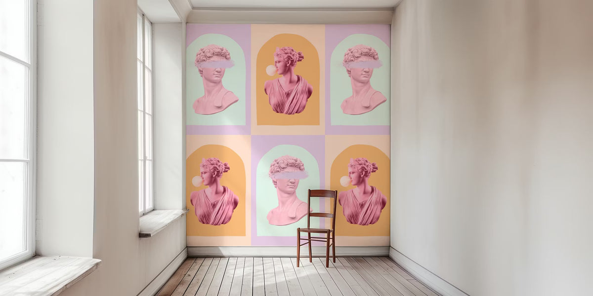 Pastel David and Artemis Mural by HappyWall