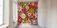Groovy Retro Garden Flowers 60s Floral Mural by HappyWall
