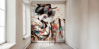Modern Geisha Dancer With Floral Kimono Mural by HappyWall
