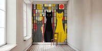 Abstract Cat Gathering Mural by HappyWall