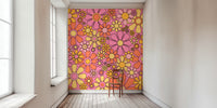 Groovy Retro Garden Flowers 60s Floral Mural by HappyWall