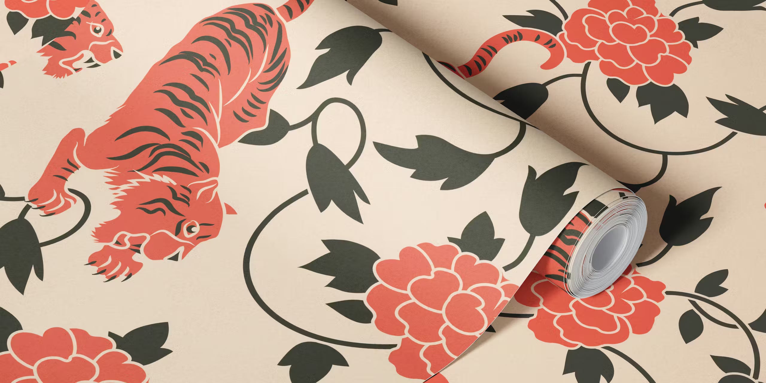 Vintage Chinese Tigers and Florals by HappyWall