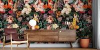 Floral and Pin-Up Girls III - Night Wallpaper Mural by HappyWall