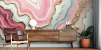Chic Pink and Gold Glam Marble Stone Mural by HappyWall